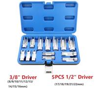 Juego de llaves de tubo de 8 a 22 mm con llave de línea de combustible de 3/8 y 1/2 pulgadas de acero al cromo vanadio para reparación de inyección diésel y herramientas mecánicas automotrices, 14