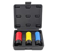 Juego de llaves de tuerca de llanta automotriz, kit de 3 piezas de enchufe de neumático de pared delgada, unidad cuadrada de 1/2 pulgada, material protector antiarañazos, herramienta para garaje,