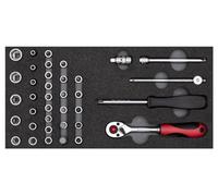 Juego de llaves de vaso 1/4", en módulo CT 2/6, 37 piezas