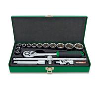 Juego de llaves de vaso de 1/2". TOPTUL 1/2, hexagonal 16uds. 10 11 12 13 17 19 22 24 27 30 32mm