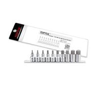 Juego de llaves de vaso de 1/2" TOPTUL 1/2 pulgadas 10 uds. 4, 5, 6, 7, 8, 10, 12, 14, 17, 19 mm