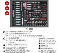Juego de llaves de vaso de 1/4'' + 3/8'' + 1/2'', altura 35 mm KS Tools, 195 piezas