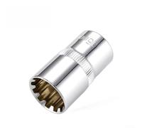 Juego de llaves de vaso de 12 puntos de 1/2 pulgada para llave de carraca, adaptador de broca de acero al cromo vanadio de alto par compatible con sujetadores Torx, 8 m (16 mm)