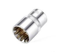 Juego de llaves de vaso de 12 puntos de 1/2 pulgada para llave de carraca, adaptador de broca de acero al cromo vanadio de alto par compatible con sujetadores Torx, 8 m (18 mm)