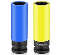 Juego de Llaves de Vaso de Impacto de Aleación, 17/19mm, Vaso de impacto con protector de plástico, 1/2" Juego de Vasos para Ruedas con Protectores, llave de vaso 19mm impacto