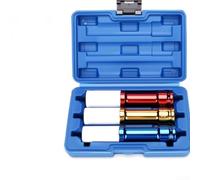 Juego de llaves de vaso de impacto de tuerca de 1/2 pulgada, 3 piezas de 17 mm, 19 mm, 21 mm, diseño de pared delgada, funda protectora extraíble para pozos de rueda apretados, herramientas de