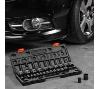 VEVOR Juego de vasos de impacto de 1/2", 26 piezas, vasos de impacto poco profundos de 10-36 mm, acero de aleación CR-V de 6 puntos, con estuche de transporte, para reparación de automóviles
