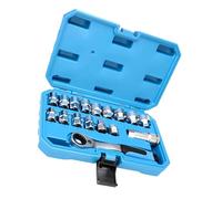 Juego de llaves de vaso de trinquete bidireccionales que cubren de 8 mm a 24 mm con diseño de 12 puntos para aplicaciones de alta resistencia. Juego de llaves de vaso de paso