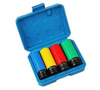 Juego de llaves de vaso delgadas para marido y papá de 1,27 cm para impulsiones de impacto antiarañazos, protector de rueda con funda de color, enchufe de varios tamaños