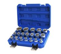 Juego de llaves de vaso estriadas de 1,27 cm, universal, métrico, 8-32 mm, 12 puntos, cromo vanadio, 19 unidades