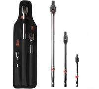 Juego de llaves de vaso giratorias de 3 piezas de 1/4 3/8 1/2, herramienta de llave de trinquete flexible de 180°, para agarre antideslizante de acero CR-V para reparación de automóviles espacios