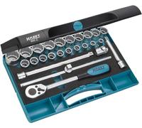 Juego de llaves de vaso HAZET 900Z , juego de 25 piezas con carraca reversible de dientes finos, en robusta caja de herramientas Safety-Insert