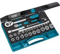 Juego de llaves de vaso HAZET 953SPC I 47 piezas, con carraca profesional reversible, varias puntas y llaves de vaso I juego completo de caja de tuercas para manejo manual