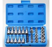 Juego de llaves de vaso Juego Brocas Y E-torx 34 Uds Juego Enchufes Estrella De 1/4" 3/8" Y 1/2" Herramienta De Mano Con Brocas E-torx Macho Y Hembra Con Estuche