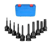 Juego de llaves de vaso Juego De 10 Uds De Tuercas De Impacto Torx Hex Sping Star Bits De 1/2 Pulgadas T20-T80 Con Estuche De Almacenamiento Para Reparación