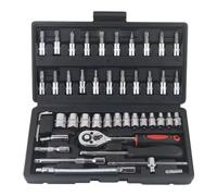 Juego de llaves de vaso Kit Herramientas Reparación Automóviles Juego Enchufes 1/4 Pulgadas Herramienta Reparación Automóviles Llave Dinamométrica Trinquete Conjunto Reparación 46 Uds.