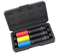 Juego de llaves de vaso portátiles de 3 piezas de 1/2 pulgadas con almacenamiento individual para una fácil organización y mantenimiento del coche