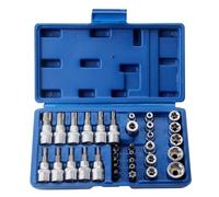 Juego de llaves de vaso Torx de 34 piezas: PRITOK llaves de vaso y puntas hexagonales | E4-E20 Nuss | T10-T60 Torx Set