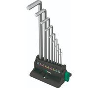 Wera 05022102001 950/9 Hex-Plus 8 Juego de llaves acodadas, métricas, cromado en bastidor, 12 piezas