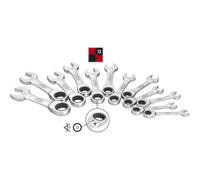 Juego de llaves fijas combinadas de trinquete VIGOR, forma corta