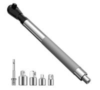 Juego de llaves giratorias de desplazamiento extendido con llave de 0.5 pulgadas (13 mm) + 4 tipos de enchufes | Para reparaciones del hogar, mantenimiento de vehículos, construcción, trabajos de