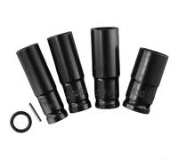 Juego de llaves hexagonales de acero al cromo vanadio de 4 piezas, 17 mm, 19 mm, 21 mm, 22 mm, color negro, 1 2 pulgadas, para llaves de impacto, herramientas neumáticas, automoción mecaniana (anillo