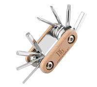 Juego de llaves multiherramienta 8 en 1 para bicicleta, llave de hueso, herramienta de reparación de bicicletas de aleación de acero con mango de madera de acacia, kit de ciclista portátil para