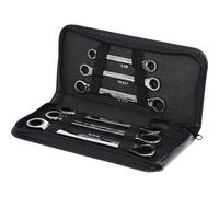 Juego de llaves poligonales de trinquete doble GEARplus KS Tools, estuche de cuero