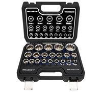 Juego de llaves tubulares de 1/2" XZN (21 piezas, 8-36 mm, dentado exterior de 12 cantos, 6 cantos)