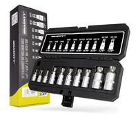 Juego de llaves tubulares XZN Vielzahn de 1/4" 3/8" 1/2" bit broca agujero frontal 10 piezas M4, M5, M6, M8, M9, M10, M12, M14, M16, M18