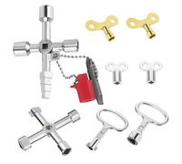 Juego de llaves universales para maquinaria de construcción, 8 unidades, llaves cuadradas multiusos, para controlar radiadores, cajas de alimentación, válvulas de escape y grifos (plata, 8)