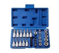 Juego de llaves Vaso Juego 34 Uds Enchufes Bit Y Enchufe Estrella 1/4 "y 3/8" Brocas E-torx Macho Y Hembra Herramienta Mano Herramienta De Reparación De Automóviles