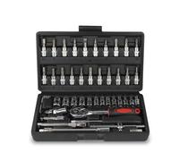 Juego de llaves Vaso Kit herramientas reparación juego llaves torsión trinquete 1/4 pulgadas conjunto automóviles Kit herramientas el hogar herramientas manuales 46 Uds