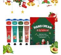 Juego de loción de manos para Navidad, producto de cuidado para manos y labios, juego de bálsamo labial festivo, para estudiantes, viajes de invierno, madres, novias, esposas, portadores de maquillaje