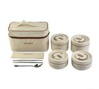 Juego de lonchera apilable con bolsa de aislamiento al vacío para retención de temperatura, sello de silicona a prueba de fugas y asa de transporte para un fácil transporte (G)