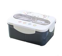 Juego de lonchera y taza de agua para estudiantes, recipiente de comida de plástico con taza a juego, apto para lavavajillas, diseño portátil compacto, 14 x 19 x 8 cm, verde/azul/rosa/gris (gris sigle