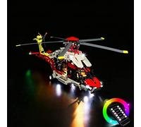 Juego de luces LED compatible con helicóptero de rescate Lego Airbus H175, juego de iluminación decorativa con mando a distancia para 42145 Technic Airbus H175 Helicóptero de rescate, luces de juguete