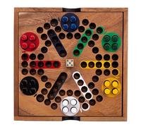 Juego De Ludo De Madera Para 2 A 6 Jugadores Con Estuche, Sus Peones Y Dado | Tablero De Acacia De 19,5 X 19,5 X 3,5 Cm Con Recorrido Perforado; A Partir De 4 Años; Peones Encajables; La Guía En Francés.