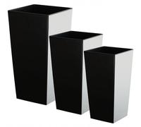 Juego de maceta lisa KADAX, macetero de plástico, 25+30+35 cm, negro