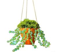 Juego de macetas de flores de perlas verdes para decoración de cristal, proyecto de manualidades para jardín y patio, decoración de plantas colgantes en estilo ligero y lujoso