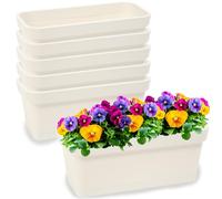 Juego de macetas de plástico PECZEKO, maceta de flores y hierbas, maceta duradera para balcón, maceta de balcón, 6 piezas, crema, ø 40 cm