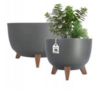 KADAX Juego de maceteros, cuenco redondo para flores, 29 cm + 40 cm, antracita
