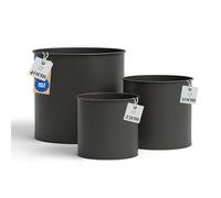 Juego de macetas Livlig53 de metal, maceta de 25 cm de diámetro & sobremaceta de 30 cm de diámetro & sobremaceta de 40 cm de diámetro, jardinera grande exterior & interior, fabricada en Europa, color
