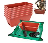 Juego de maceteros rectangulares - 7 maceteros para alféizar de ventana de 17 pulgadas | Contenedores de cultivo de vegetales y hierbas para interiores y exteriores de ABS engrosado | Kit Jardinería I