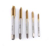 Juego de Machos de Roscar M3 a M8 5 Piezas Herramienta HSS Recubierta de Titanio para Cortar Roscas Interiores Expulsi¨®n de Virutas hacia Adelante