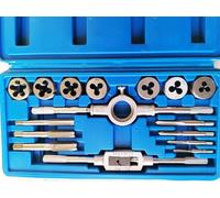 Juego de Machos y Terrajas de Roscas 16 Piezas en Estuche | Machos M3-M12 + Terrajas M3-M12 | Mango de Matriz y Llave de Grifo | Kit de Herramientas para Roscar Metales | Alta Precisión