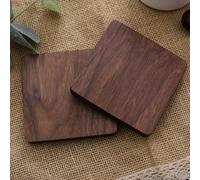 Juego de madera de nogal negro - Alfombrilla cuadrada resistente al calor antideslizante para bebidas calientes y frías, madera maciza natural sostenible, 8,8 cm x 8,8 cm x 1 cm, 1 pieza (nogal grueso