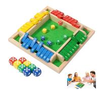 Juego de Madera para 2 a 4 Jugadores, Clásico Juego de Dados de 4 Lados y fichas Digitales de 1 a 10, con 8 Dados, Juegos de Mesa Familiares, Juegos de Viaje, Juguetes de Educación matemática