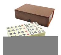 Juego de mahjong chino: material acrílico sólido, componente de resina duradero, fichas de juego numeradas blancas marfil tradicionales | Equipo portátil de fiesta familiar para amigos que viajan a