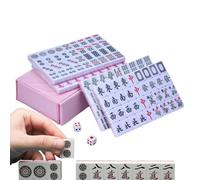 Juego de mahjong chino - Mini juego portátil con azulejos duraderos, estrategia familiar educativa para fiestas o dormitorios | Divertida actividad de entrenamiento cerebral, tiempo libre compacto
